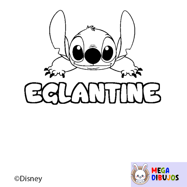 Coloraci&oacute;n del nombre EGLANTINE - decorado Stitch