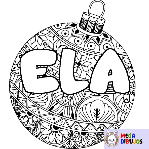 Coloraci&oacute;n del nombre ELA - decorado bola de Navidad