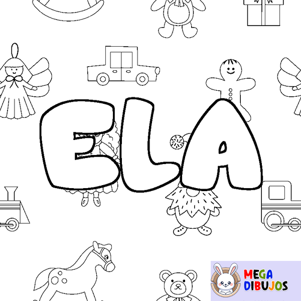Coloraci&oacute;n del nombre ELA - decorado juguetes