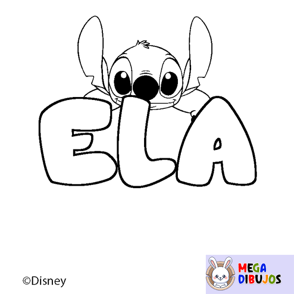 Coloraci&oacute;n del nombre ELA - decorado Stitch