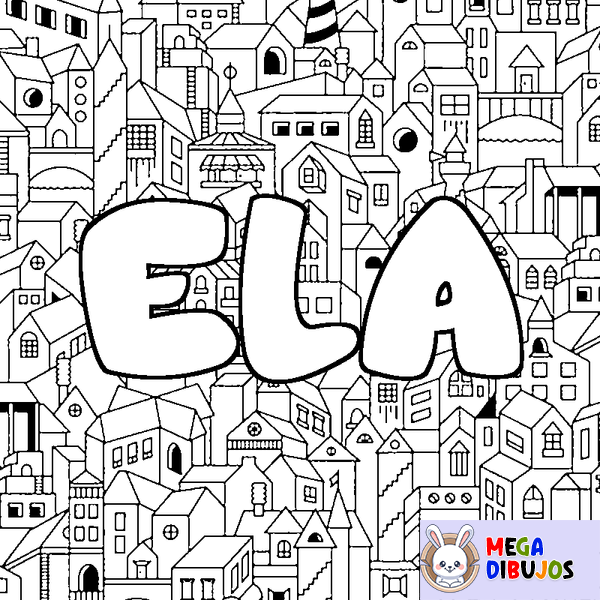 Coloraci&oacute;n del nombre ELA - decorado ciudad