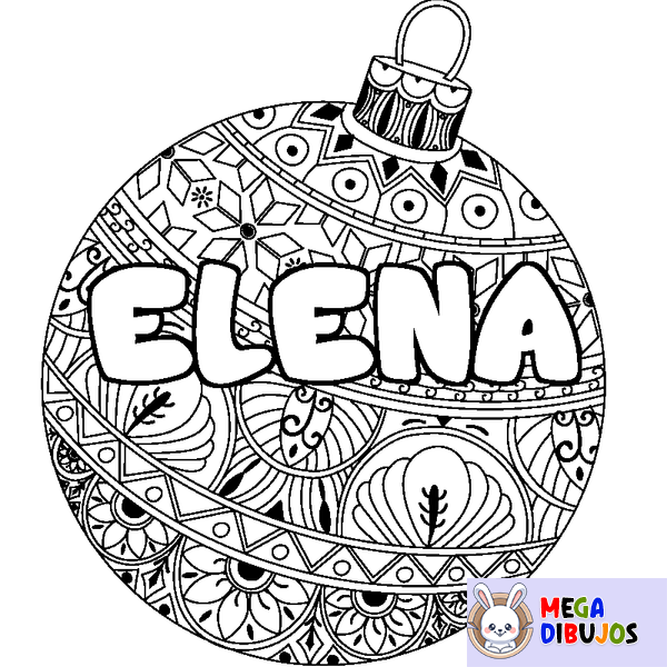 Coloraci&oacute;n del nombre ELENA - decorado bola de Navidad