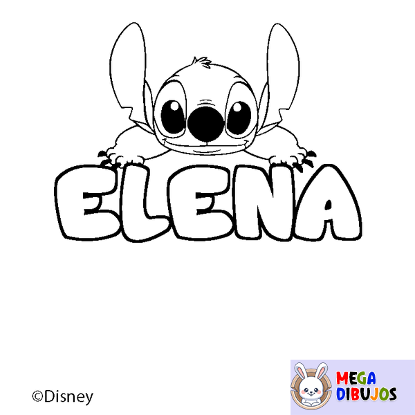 Coloraci&oacute;n del nombre ELENA - decorado Stitch