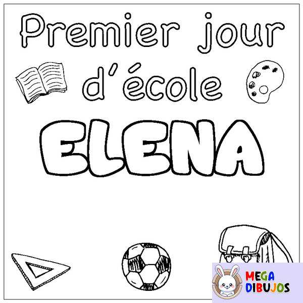Coloraci&oacute;n del nombre ELENA - decorado primer d&iacute;a de escuela