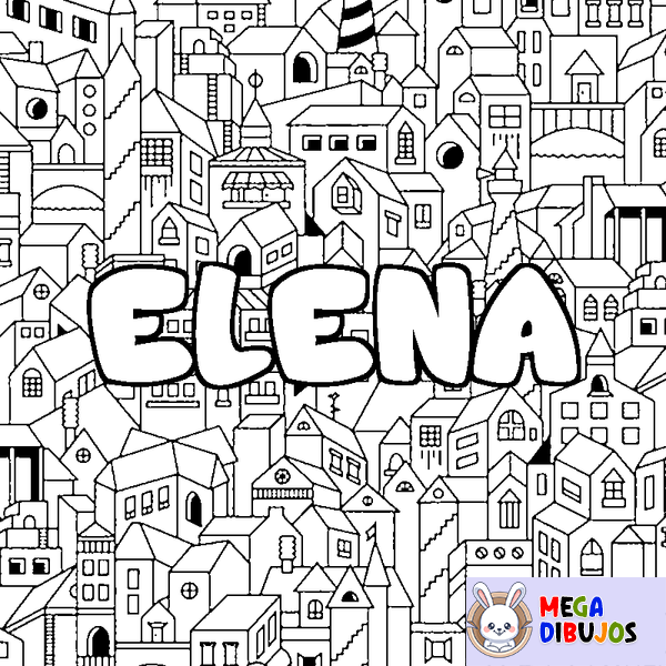 Coloraci&oacute;n del nombre ELENA - decorado ciudad