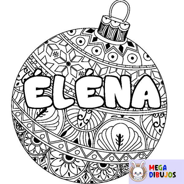 Coloraci&oacute;n del nombre &Eacute;L&Eacute;NA - decorado bola de Navidad