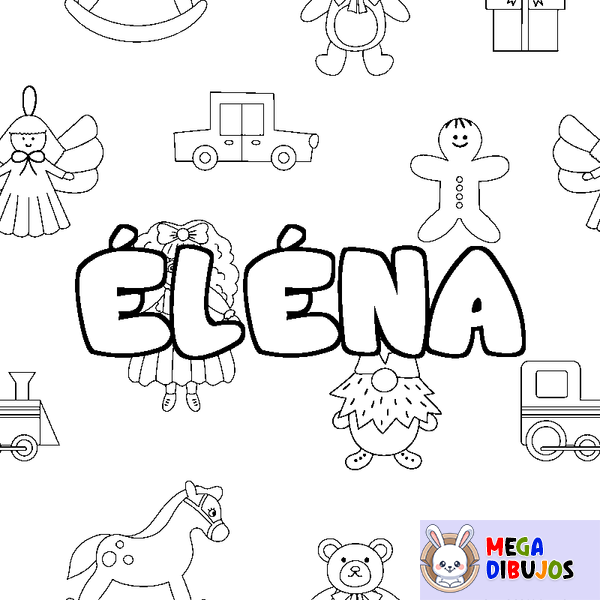 Coloraci&oacute;n del nombre &Eacute;L&Eacute;NA - decorado juguetes