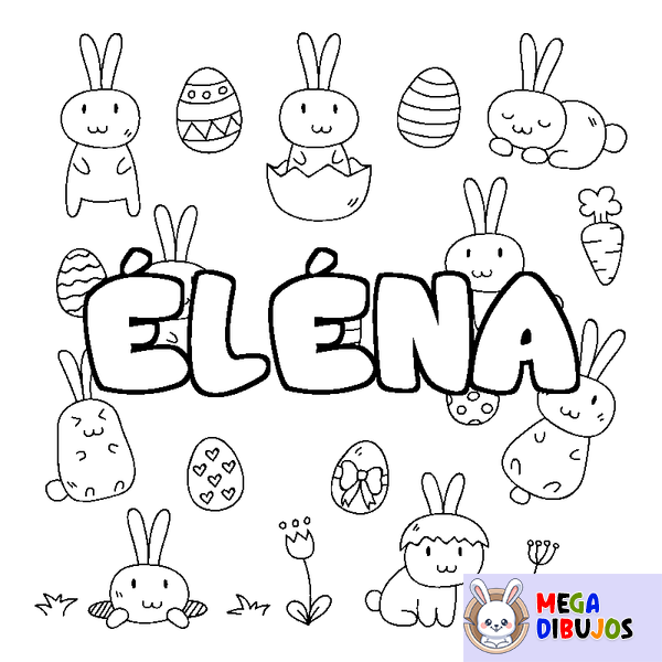 Coloraci&oacute;n del nombre &Eacute;L&Eacute;NA - decorado Pascua