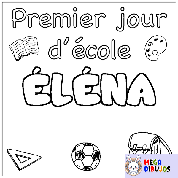 Coloraci&oacute;n del nombre &Eacute;L&Eacute;NA - decorado primer d&iacute;a de escuela