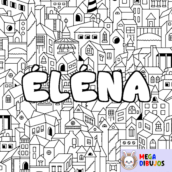Coloraci&oacute;n del nombre &Eacute;L&Eacute;NA - decorado ciudad