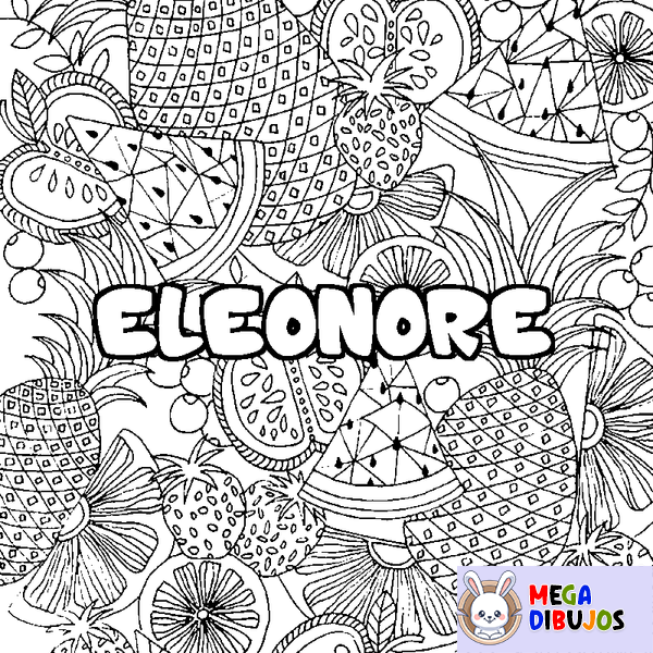 Coloraci&oacute;n del nombre ELEONORE - decorado mandala de frutas
