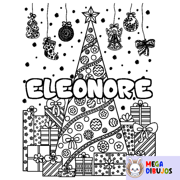 Coloraci&oacute;n del nombre ELEONORE - decorado &aacute;rbol de Navidad y regalos