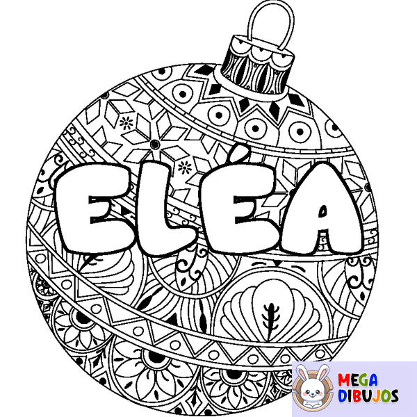Coloraci&oacute;n del nombre EL&Eacute;A - decorado bola de Navidad