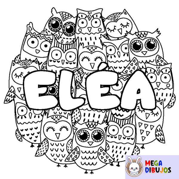 Coloraci&oacute;n del nombre EL&Eacute;A - decorado b&uacute;hos