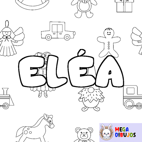 Coloraci&oacute;n del nombre EL&Eacute;A - decorado juguetes