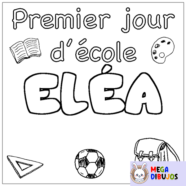 Coloraci&oacute;n del nombre EL&Eacute;A - decorado primer d&iacute;a de escuela