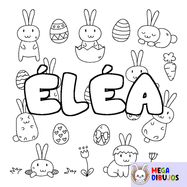 Coloraci&oacute;n del nombre &Eacute;L&Eacute;A - decorado Pascua