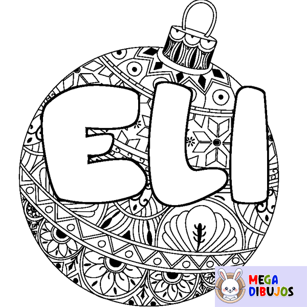 Coloraci&oacute;n del nombre ELI - decorado bola de Navidad