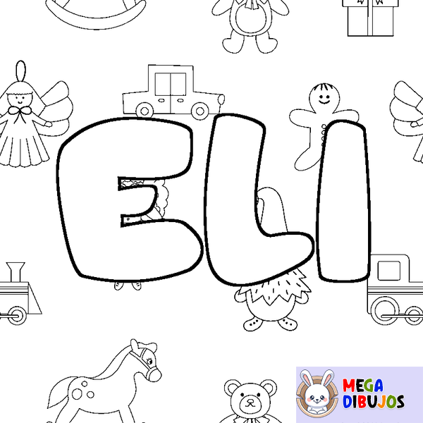 Coloraci&oacute;n del nombre ELI - decorado juguetes