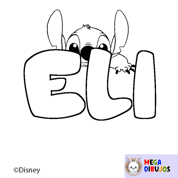 Coloraci&oacute;n del nombre ELI - decorado Stitch