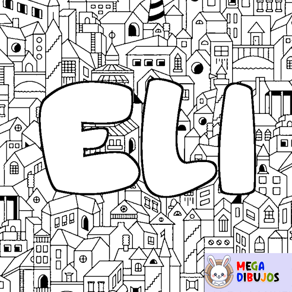 Coloraci&oacute;n del nombre ELI - decorado ciudad