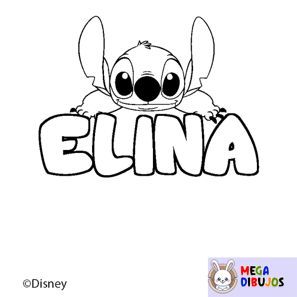 Coloraci&oacute;n del nombre ELINA - decorado Stitch