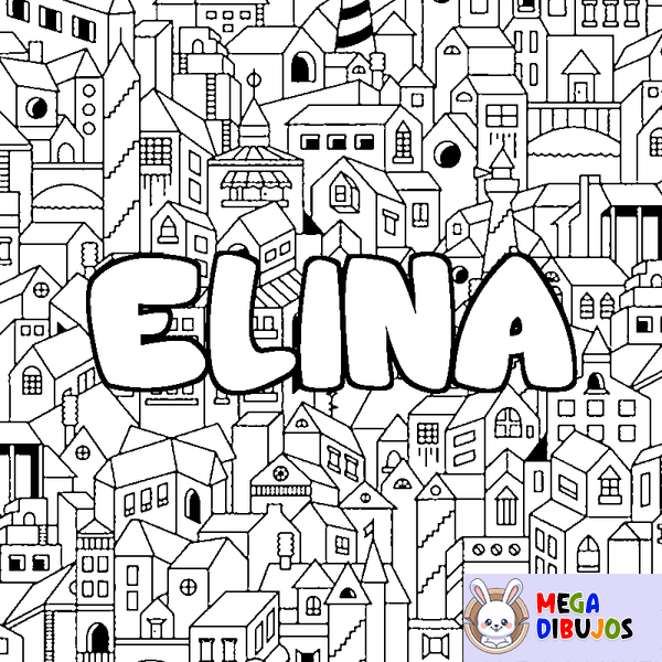 Coloraci&oacute;n del nombre ELINA - decorado ciudad