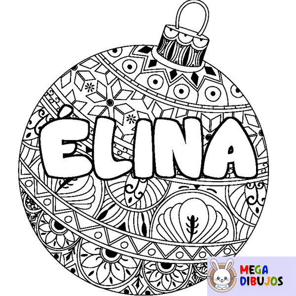 Coloraci&oacute;n del nombre &Eacute;LINA - decorado bola de Navidad