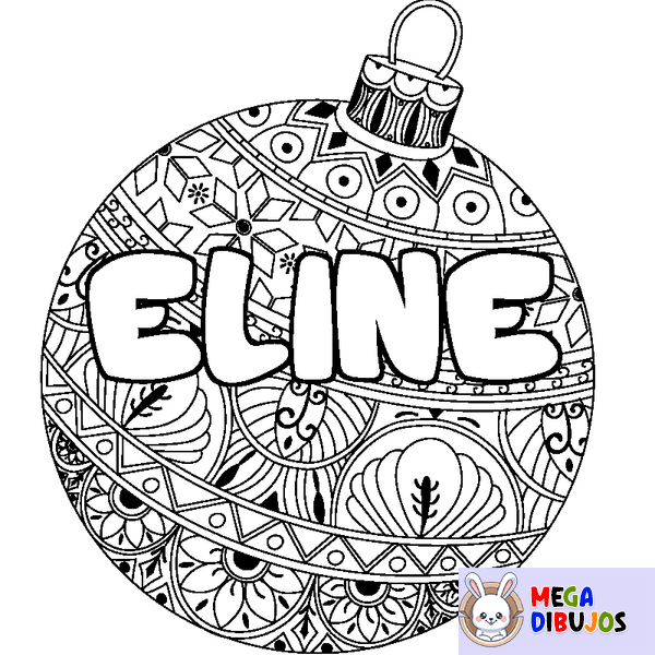 Coloraci&oacute;n del nombre ELINE - decorado bola de Navidad
