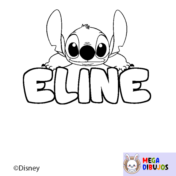 Coloraci&oacute;n del nombre ELINE - decorado Stitch