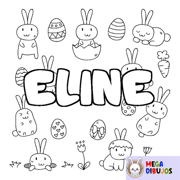 Coloraci&oacute;n del nombre ELINE - decorado Pascua