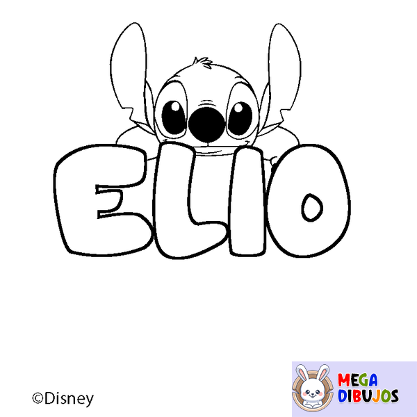 Coloraci&oacute;n del nombre ELIO - decorado Stitch
