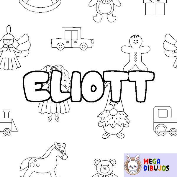 Coloraci&oacute;n del nombre ELIOTT - decorado juguetes