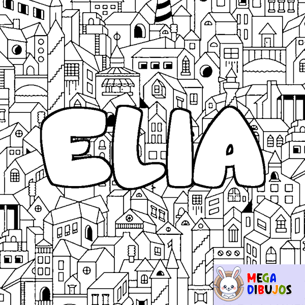 Coloraci&oacute;n del nombre ELIA - decorado ciudad