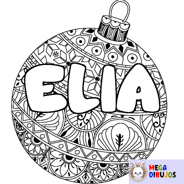 Coloraci&oacute;n del nombre ELIA - decorado bola de Navidad