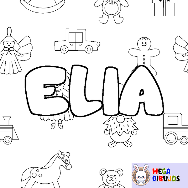 Coloraci&oacute;n del nombre ELIA - decorado juguetes