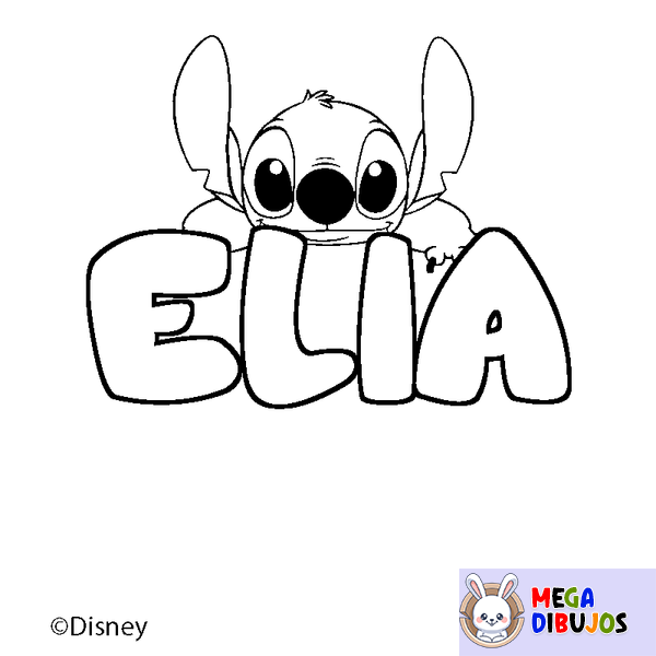 Coloraci&oacute;n del nombre ELIA - decorado Stitch