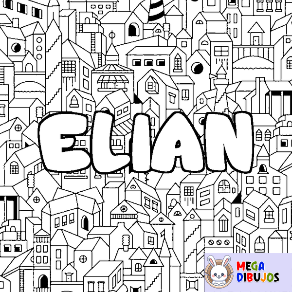 Coloraci&oacute;n del nombre ELIAN - decorado ciudad