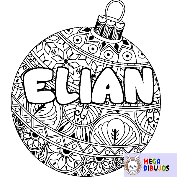 Coloraci&oacute;n del nombre ELIAN - decorado bola de Navidad