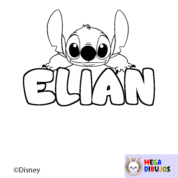 Coloraci&oacute;n del nombre ELIAN - decorado Stitch