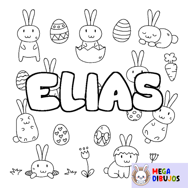 Coloraci&oacute;n del nombre ELIAS - decorado Pascua