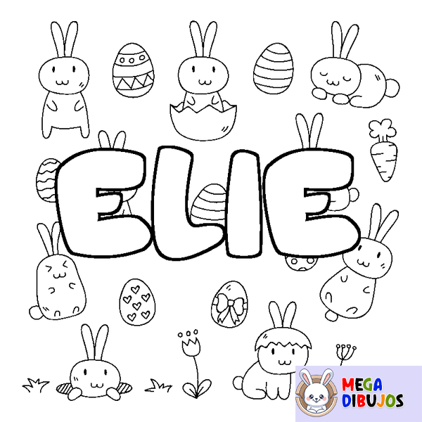 Coloraci&oacute;n del nombre ELIE - decorado Pascua