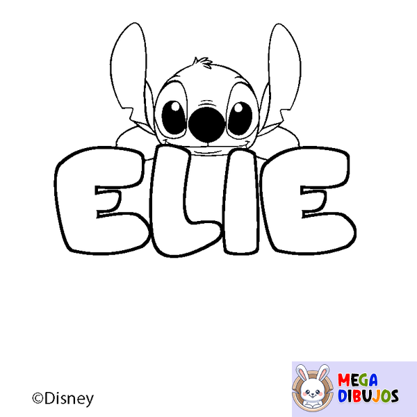 Coloraci&oacute;n del nombre ELIE - decorado Stitch