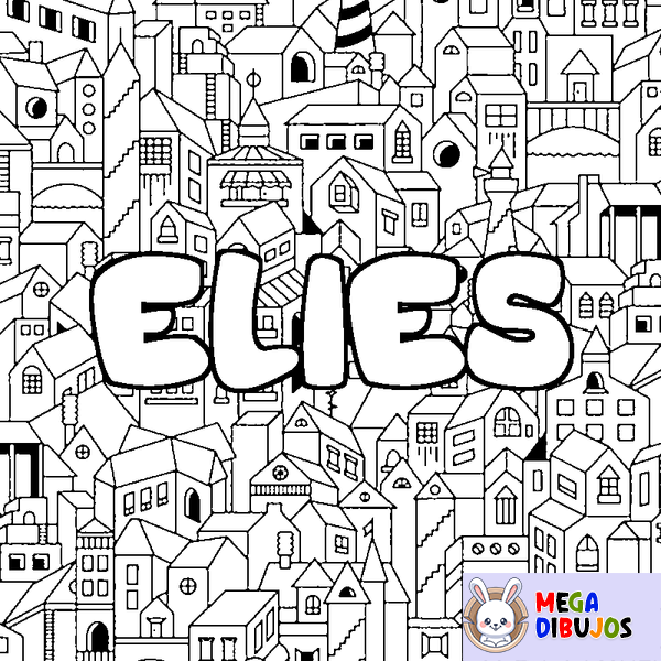 Coloraci&oacute;n del nombre ELIES - decorado ciudad