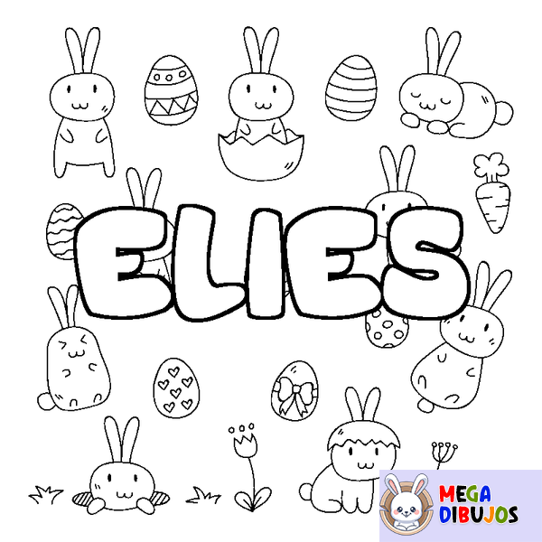 Coloraci&oacute;n del nombre ELIES - decorado Pascua