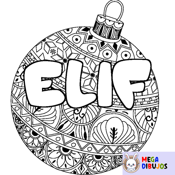 Coloraci&oacute;n del nombre ELIF - decorado bola de Navidad