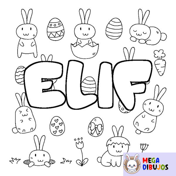 Coloraci&oacute;n del nombre ELIF - decorado Pascua