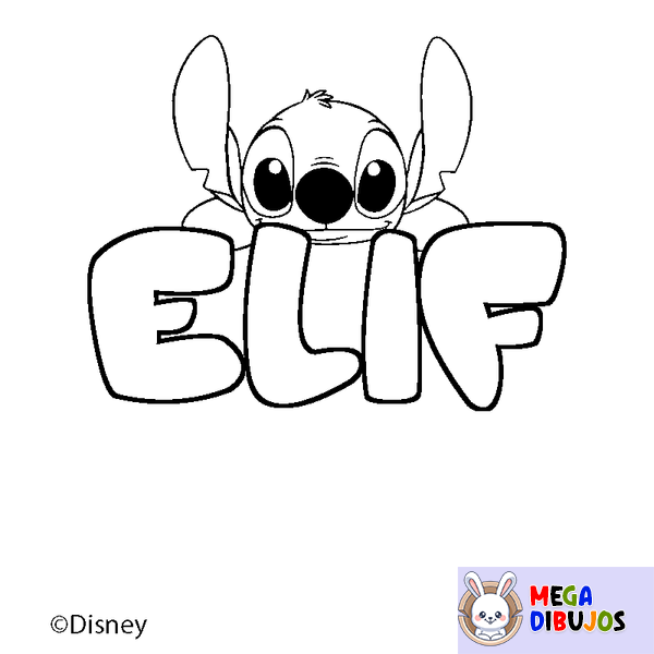 Coloraci&oacute;n del nombre ELIF - decorado Stitch