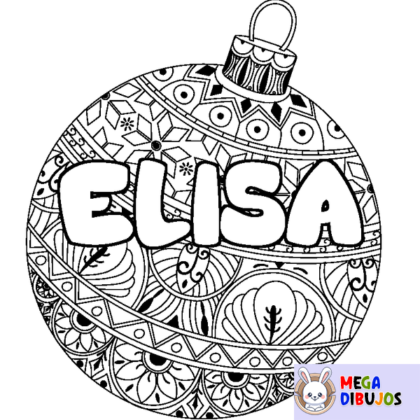 Coloraci&oacute;n del nombre ELISA - decorado bola de Navidad