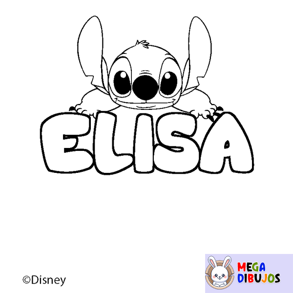 Coloraci&oacute;n del nombre ELISA - decorado Stitch